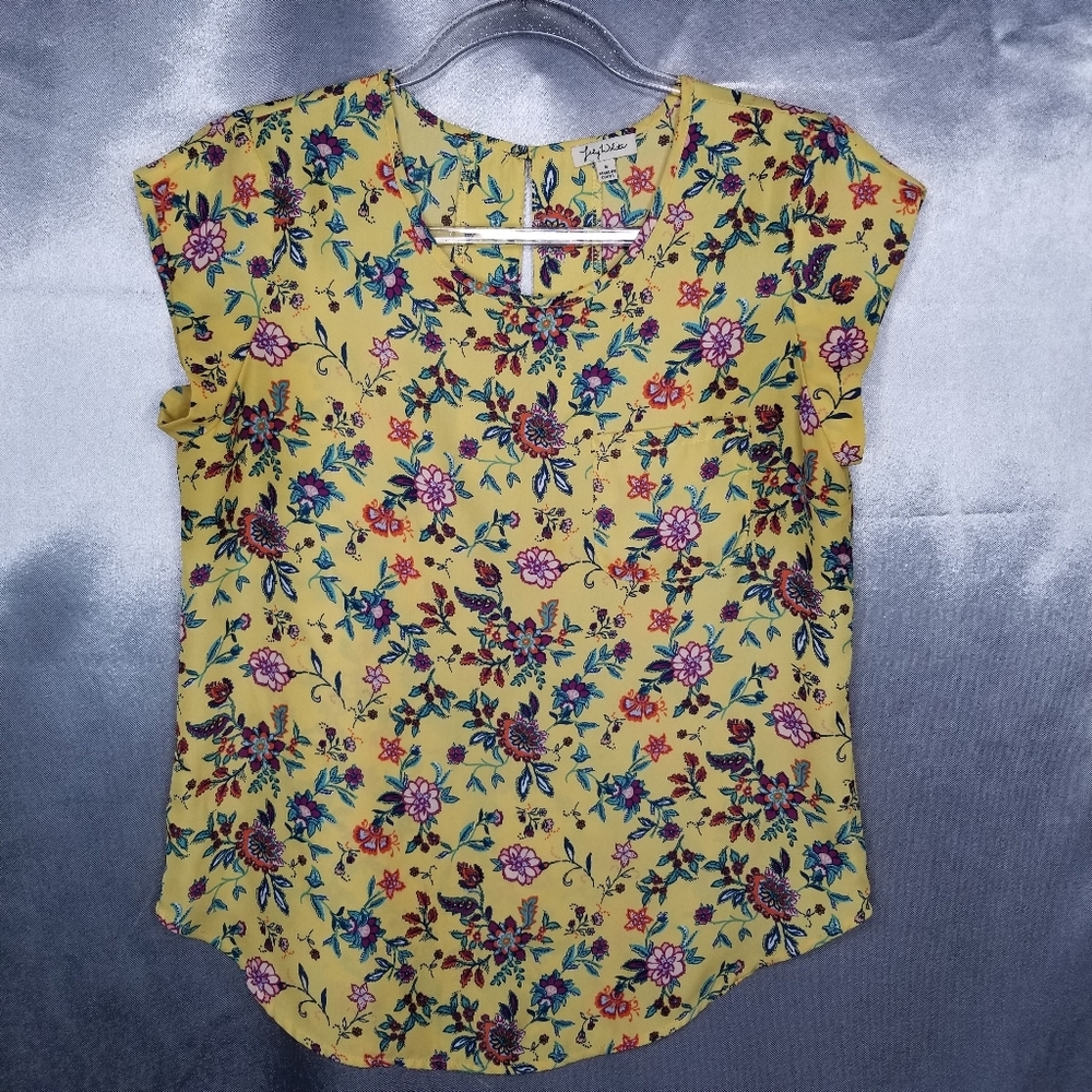 ❤ Lily White Yellow Floral Blouse Size S